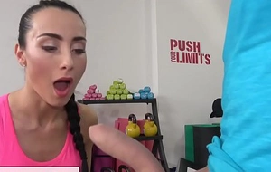 Fitness rooms sexy sweaty youthful gym girl with abs pov fellatio increased by having it away
