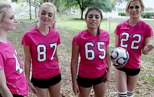 Tiny teen riley star and her hot bff fuck two guys from university after soccer practice