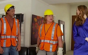Whiteghetto horny housewife gangbanged by construction helpers