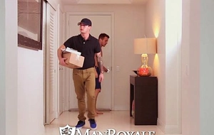 Manroyale - archer tests his new dildo with the delivery guy