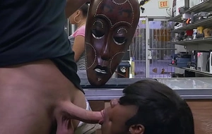 Xxx pawn - lexxi deep rides white big cock while wearing wooden african mask