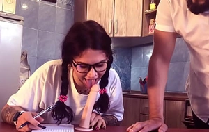Schoolgirl studying cocksucking and in award acquires big cock lots of cum on face
