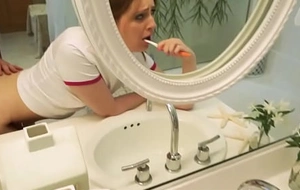 Teen stepdaughter brushing teeth be wild about pov