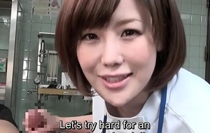 Subtitled cfnm japanese female doctor gives example in any event handjob