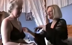 Twosome grannies play down lingerie and nylons