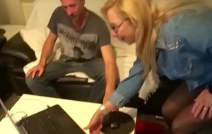 German Mom Caught Bro Paroxysmal and Helps him with Fuck