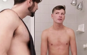 Two youthful step brothers fianc‚ in family shower