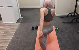 My fit teen roommate let me fuck her after her yoga session and that babe made me cum inside her