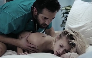 Helpless blonde used by a dirty doctor with huge thing