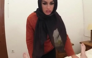 Well done muslim babe riding cock for cash
