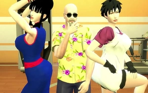 El maestro roshi pervertido entrena sexualmente a chchi milk y a videl hermosas esposas dragon ball manga