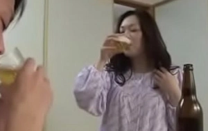 Japanese milf withyoung boy drink and dear one