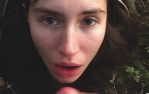 Young retiring Russian unspecific gives a blowjob in a German forest and swallow sperm in POV  (first homemade porn from family archive). #amateur #homemade #skinny #russiangirl #bj #blowjob #cum #cuminmouth #swallow