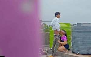 Hindi real Hot Sex at roof! Plz Don't Cum Median wet crack