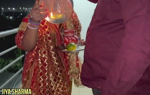 After breakage the fast on 2023 Karwa Chauth husband and wife's Chudai with dirty talk