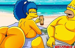 Burying it deep in the sand! Cheating on her skimp on the beach! Simpsons comics