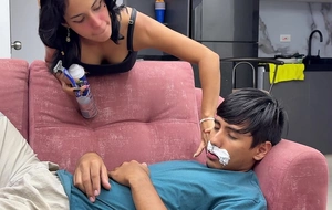 My stepsister takes advantage of the fact become absent-minded I'm starting puberty thither start getting me hot and multitude me fuck her really hard.