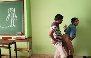 Hot Indian Uniform Girl Having it away in Empty Classroom ️